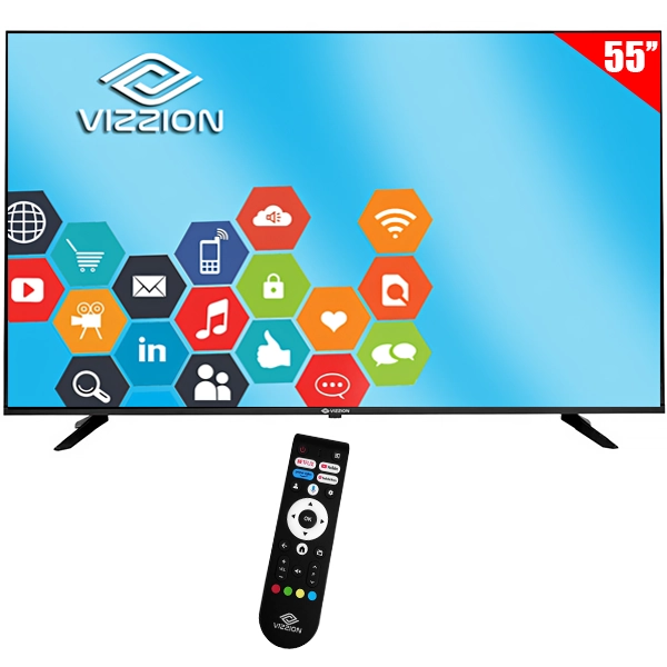 TV SMART 55  VIZZION LE55GFU UHD 4K  GOOGLE TV BT WIFI DOLBY BIVOLT BLACK